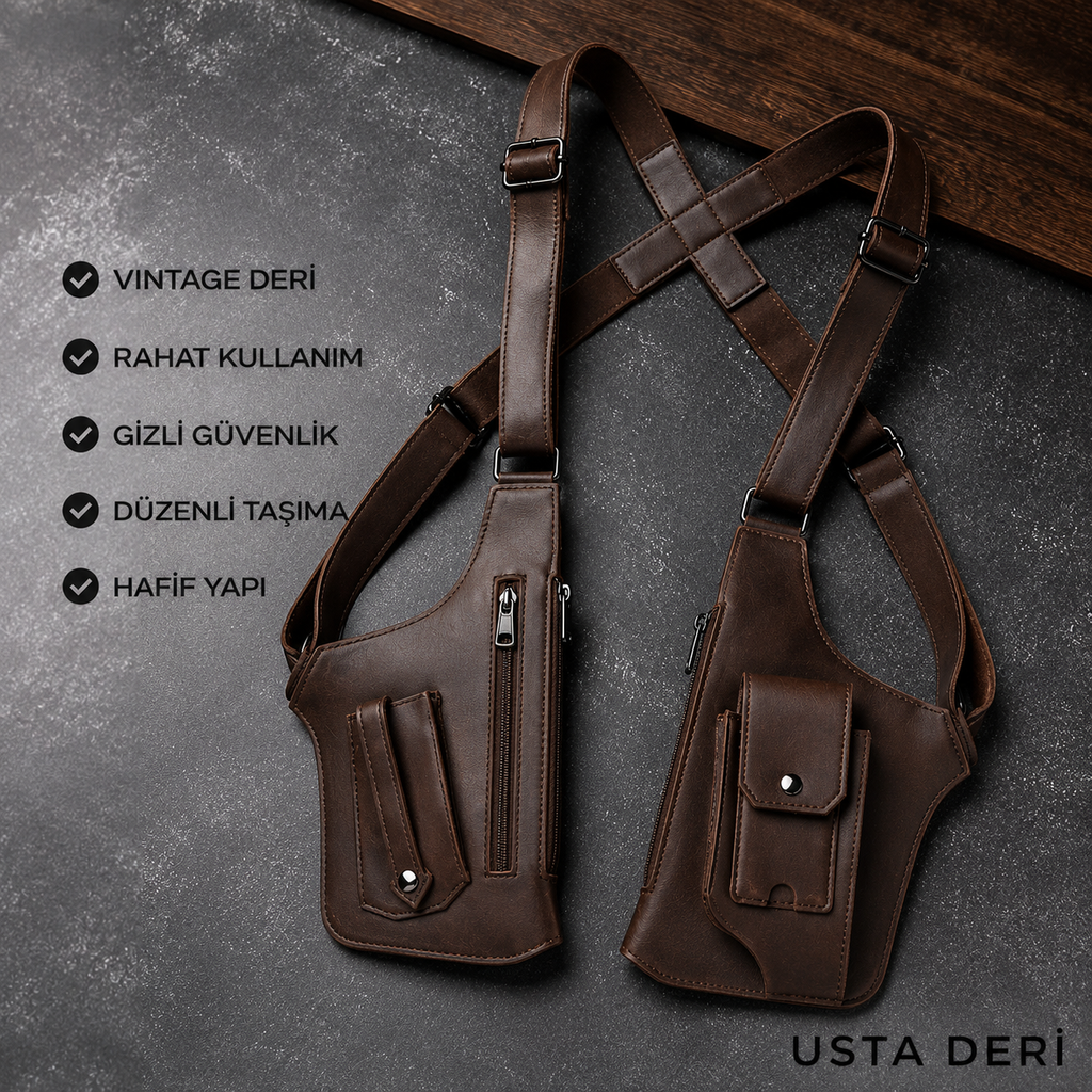 Erkek Deri Göğüs Çantası – Güvenli Çapraz Taşıma